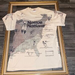 Vintage native nations all over print American Indian men's XL shirt